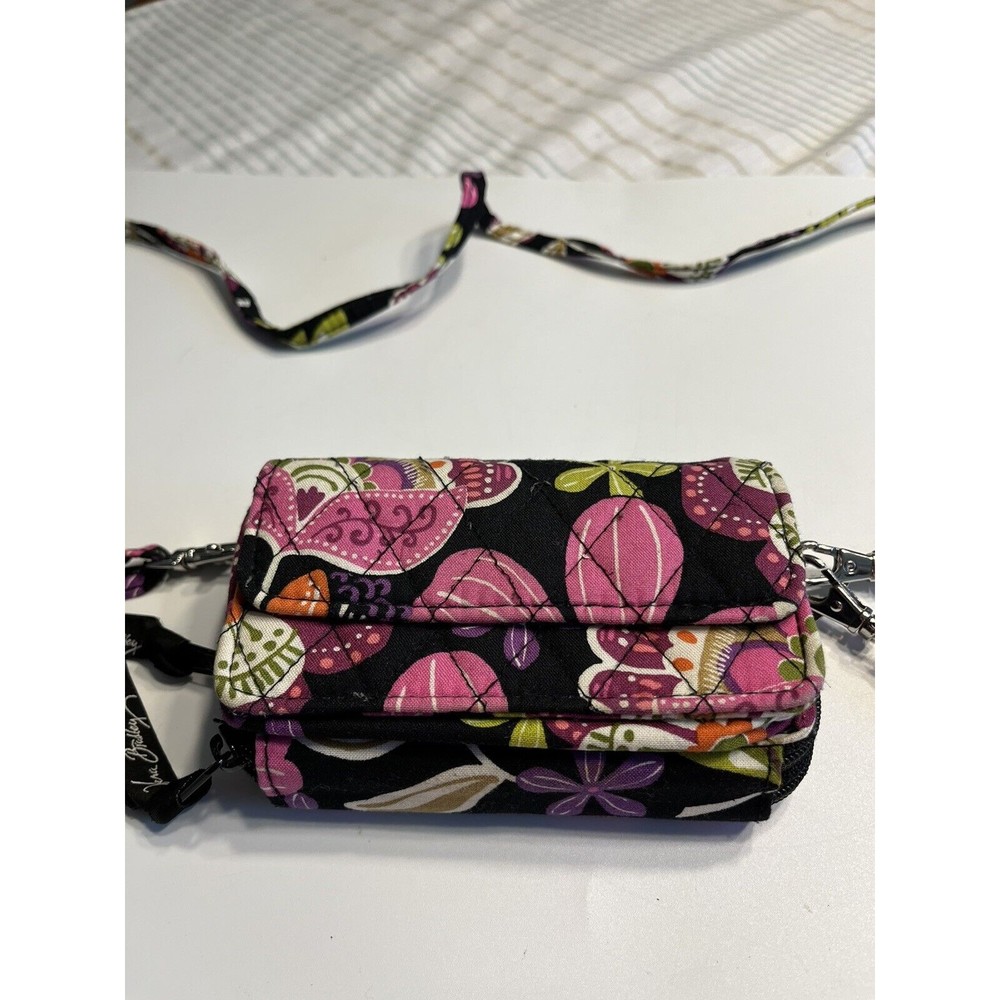Vera Bradley Pirouette Brown Pink Wristlet Crossbody Handbag Purse